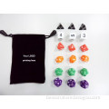 polyhedral dice set in velvet handbags